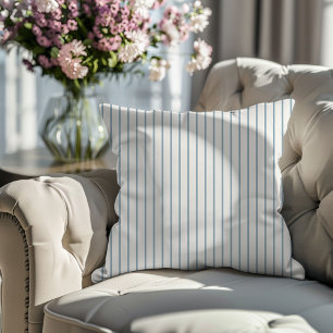 Classic Dusty Blue Stripe Throw Pillow