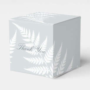 Classic Dusty Blue White Fern Thank You Favor Box