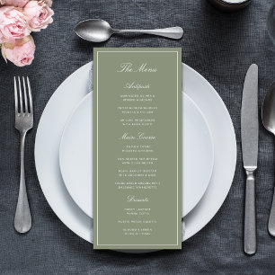 Classic Dusty Green Script Wedding Menu