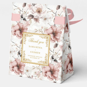 Classic Dusty Pink Gold Floral Wedding Favour Box