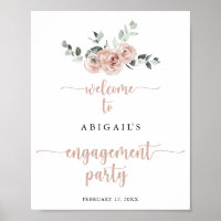 Classic Dusty Pink Rose Engagement Party Welcome 
