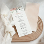 Classic Dusty Pink Rose Floral Dinner Menu<br><div class="desc">This classic dusty pink rose floral dinner menu card is perfect for a rustic wedding. The design features elegant watercolor dusty pink roses and green foliage,  neatly assembled into beautiful bouquets.

This menu can be used for a wedding reception,  rehearsal dinner,  bridal shower or any event.</div>