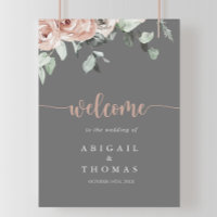 Classic Dusty Pink Rose Floral Wedding Welcome 
