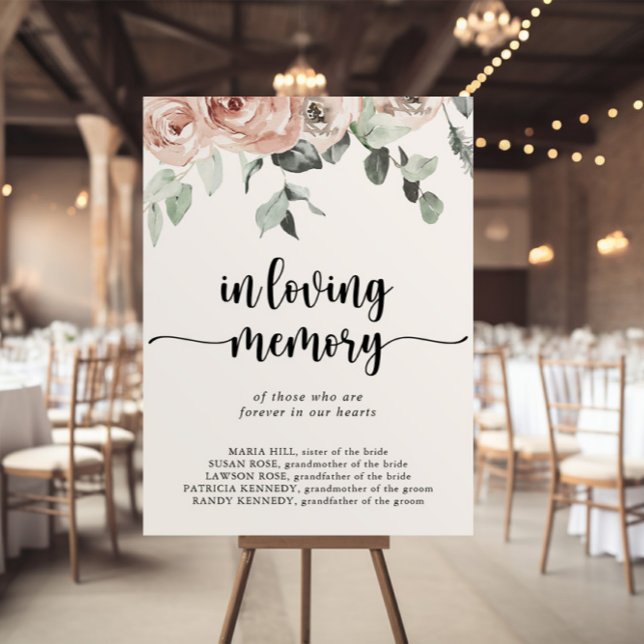 Classic Dusty Pink Rose In Loving Memory Sign (Creator Uploaded)