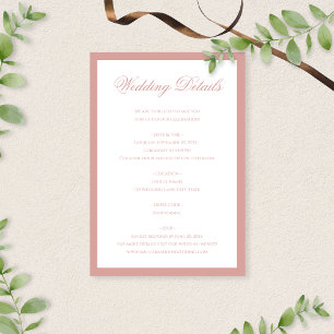 Classic Dusty Rose Border Script Wedding Details Enclosure Card