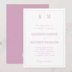 Classic Dusty Rose Monogram Elegant Wedding  Invitation