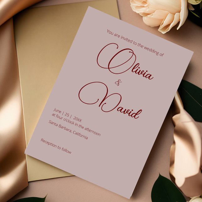 Classic Dusty Rose Wedding Invitation (Creator Uploaded)