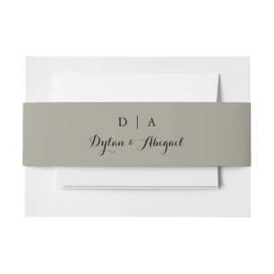 Classic Dusty Sage Green Wedding Belly Band Invitation Belly Band
