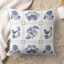 Classic Dutch Blue Delft Tile Floral & Bird