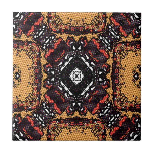 Classic Earth Tone Golden Browns Old World Pattern Tile (Front)