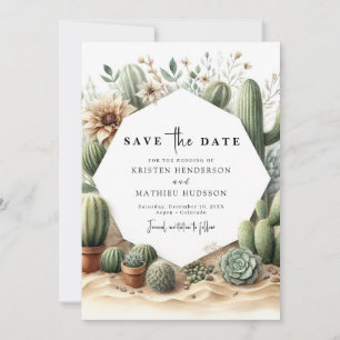 Classic Earthy Cactus Wedding Save The Date