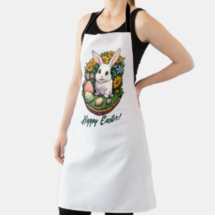 Classic Easter Bunny Illustration. Happy Easter! Apron