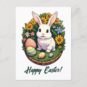 Classic Easter Bunny Illustration. Happy Easter! Holiday Postcard