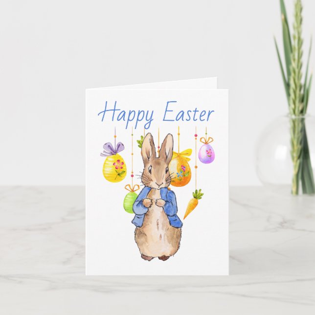 Classic Easter Rabbit Easter Eggs Happy Easter Holiday Card (Front)