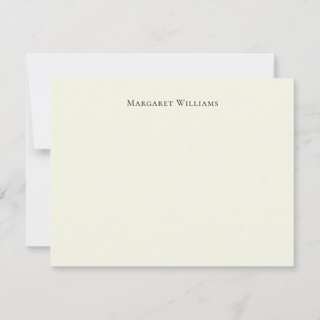 Classic Ecru Ivory White Cream Paper Personalized Card (Front)