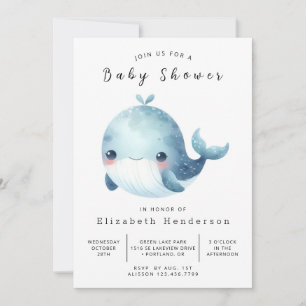 Classic Editable Whale Baby Shower Invitation