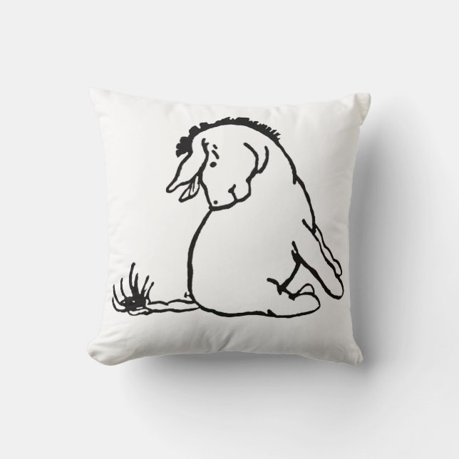 Classic Eeyore Looking at His Tail - 2 Sided Throw Pillow (Front)