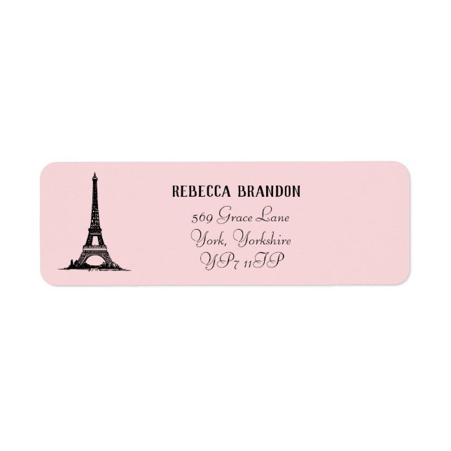 Classic Eiffel Tower Script Return Address Label (Front)