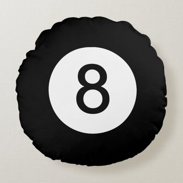 Classic Eight Ball Round Pillow (Front)