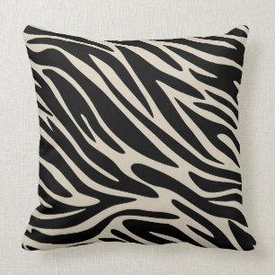 Classic Elegance Black and Tan Zebra Print Large Throw Pillow