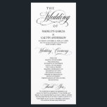 Classic Elegance Black Script, Wedding Ceremony Program<br><div class="desc">Elegant Classy Black script, Wedding Ceremony Program in 4x9 inches (long) card. It is designed with scroll accent that can be personalised with custom/ personalised text for your bridal party, ceremony details, memorial notes and thank you message. If you are looking for other program card types and sizes, please search...</div>