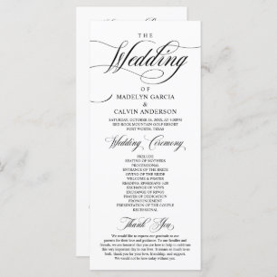 Classic Elegance Black Script, Wedding Ceremony Program