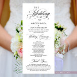Classic Elegance Black Script, Wedding Ceremony Program<br><div class="desc">Elegant Classy Black script, Wedding Ceremony Program in 4x9 inches (long) card. It is designed with scroll accent that can be personalised with custom/ personalised text for your bridal party, ceremony details, memorial notes and thank you message. If you are looking for other program card types and sizes, please search...</div>