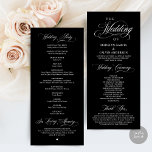Classic Elegance Black Script, Wedding Ceremony Program<br><div class="desc">Modern Classy Wedding Program card. It is designed with scroll accent that can be personalised with custom/ personalised text for your bridal party,  ceremony details,  memorial notes and thank you message.</div>