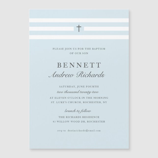 Classic Elegance Boys Baptism Invitation (Front)