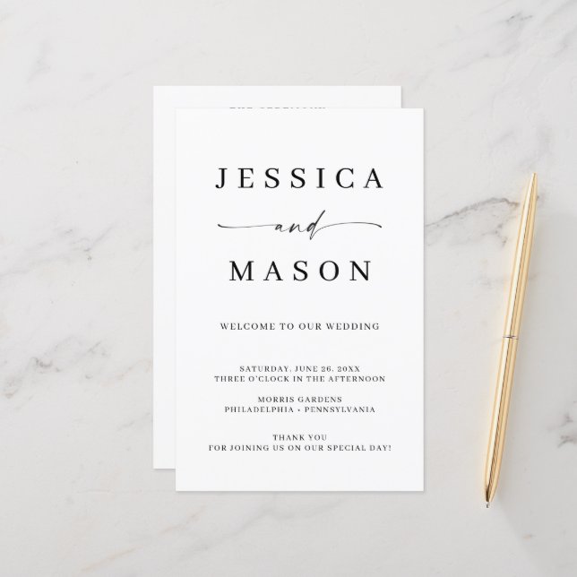 Classic Elegance Budget Wedding Program (Front/Back In Situ)