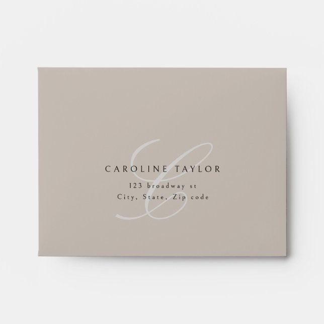 Classic Elegance Calligraphy Monogram Wedding RSVP Envelope (Front)