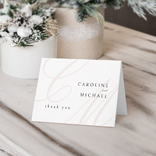 Classic Elegance calligraphy monogram wedding Thank You Card