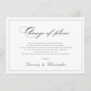 Classic Elegance change of plans postponement Invitation