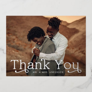 Classic Elegance Foil Photo Thank You Postcard