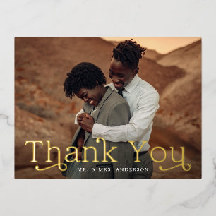 Classic Elegance Foil Photo Thank You Postcard