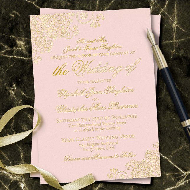 Classic Elegance Gold on Blush Pink Formal Wedding (Creator Uploaded)