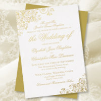 Classic Elegance Gold on White Formal Wedding