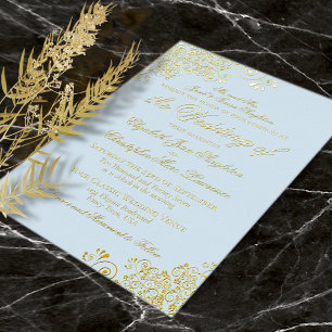Classic Elegance Gold & Powder Blue Formal Wedding