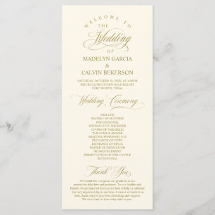 Classic Elegance Gold Script, Wedding Ceremony Program
