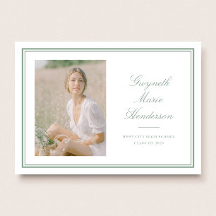 Classic Elegance Green Photo Graduation Announcement
