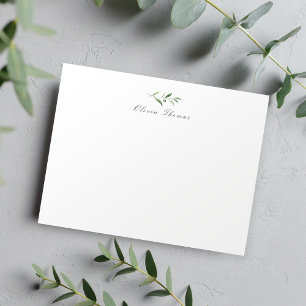 Classic Elegance Greenery Personalized Stationery Card