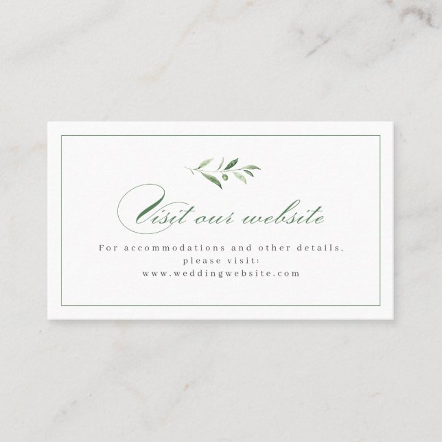 Classic Elegance Greenery Website Insert Card (Front)