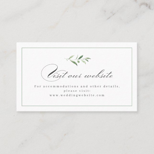 Classic Elegance Greenery Website Insert Card (Front)