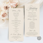 Classic Elegance Grey Script Wedding Ceremony Program<br><div class="desc">Elegant Classy dark grey and cream script, Wedding Ceremony Program in 4x9 inches (long) card. It is designed with scroll accent that can be personalised with custom/ personalised text for your bridal party, ceremony details, memorial notes and thank you message. If you are looking for other program card types and...</div>