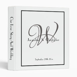 Classic Elegance Monogram Classy White Wedding Binder