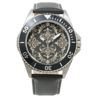 Classic Elegance, Mosaic Black Gold Pattern, Men Watch
