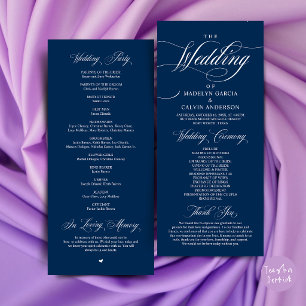 Classic Elegance Navy Blue, Wedding Ceremony Order Program