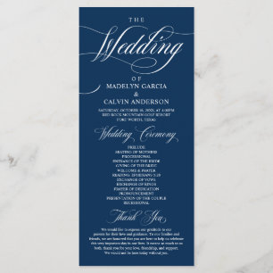 Classic Elegance Navy Blue, Wedding Ceremony  Prog Program