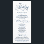 Classic Elegance Navy Blue, Wedding Ceremony Program<br><div class="desc">Elegant Classy Navy Blue script, Wedding Ceremony Program in (long) card. It is designed with scroll accent that can be personalised with custom/ personalised text for your bridal party, ceremony details, memorial notes and thank you message. If you are looking for other program card types and sizes, please search through...</div>