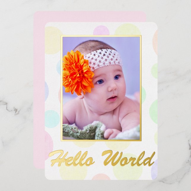 Classic Elegance Photo FOIL Faire-part de naissanc (Recto/Verso)